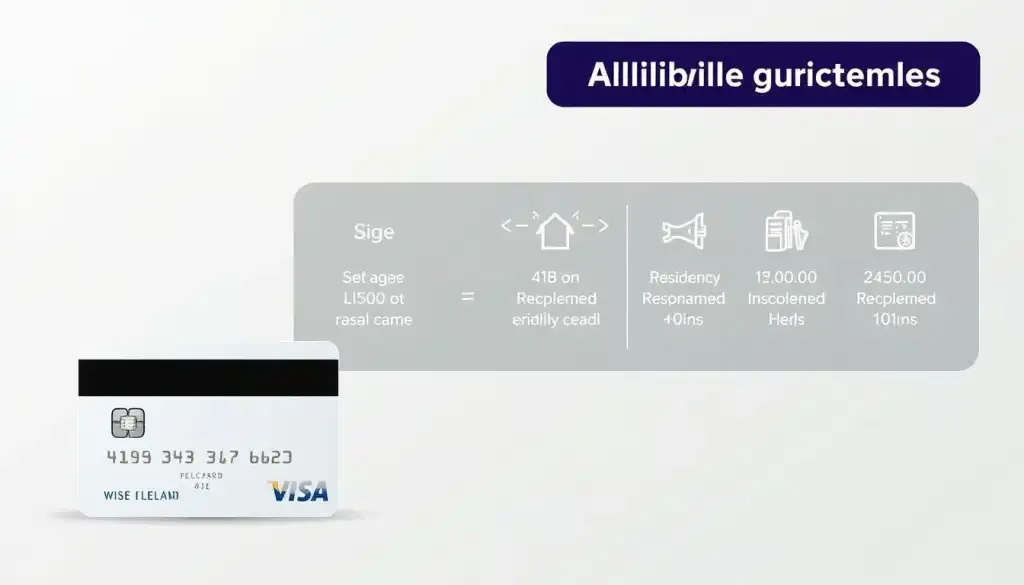 A sleek, minimalist illustration depicting the eligibility criteria for the AIB 'be' Visa Card in Ireland. The foreground features a clean, modern card design with the AIB logo prominently displayed. The middle ground showcases a series of simple icons and concise textual information outlining the key requirements, such as age, residency, and income. The background is a soft, neutral gradient, providing a sophisticated and uncluttered visual setting. The overall composition conveys a sense of professionalism, clarity, and accessibility, reflecting the essential details a prospective applicant would need to determine their eligibility. A sleek, minimalist illustration depicting the eligibility criteria for the AIB 'be' Visa Card in Ireland. The foreground features a clean, modern card design with the AIB logo prominently displayed. The middle ground showcases a series of simple icons and concise textual information outlining the key requirements, such as age, residency, and income. The background is a soft, neutral gradient, providing a sophisticated and uncluttered visual setting. The overall composition conveys a sense of professionalism, clarity, and accessibility, reflecting the essential details a prospective applicant would need to determine their eligibility.